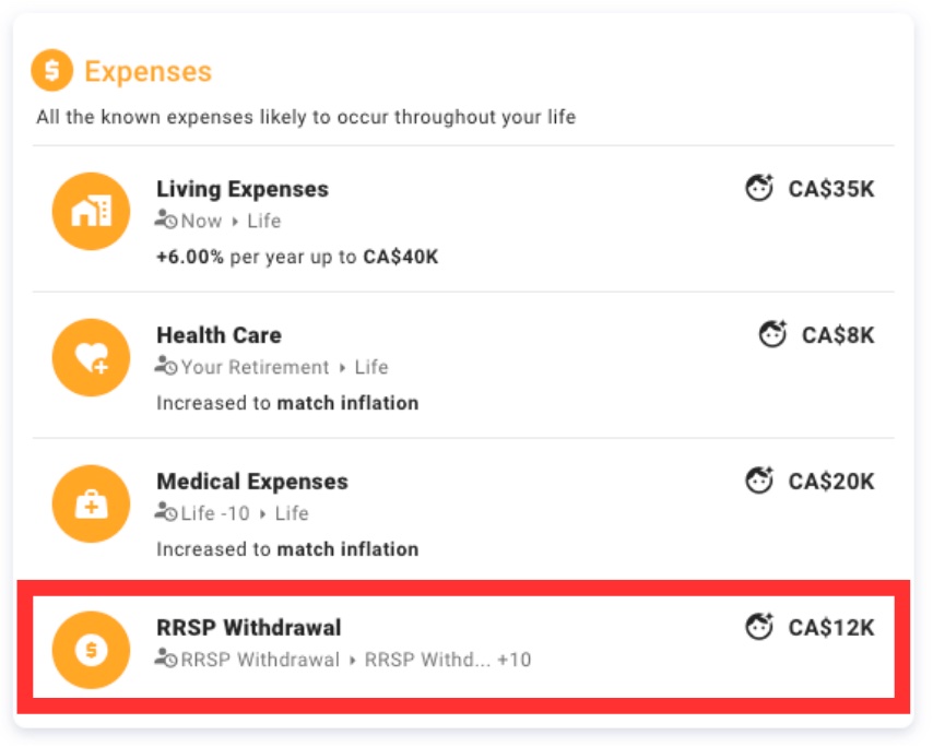 RRSP Expense Withdrawal Event